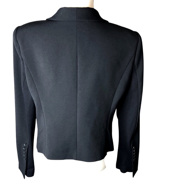 BCBG Max Azria Cropped Blazer Sz L One Button Black Officecore Minimalist Office - Picture 4 of 9